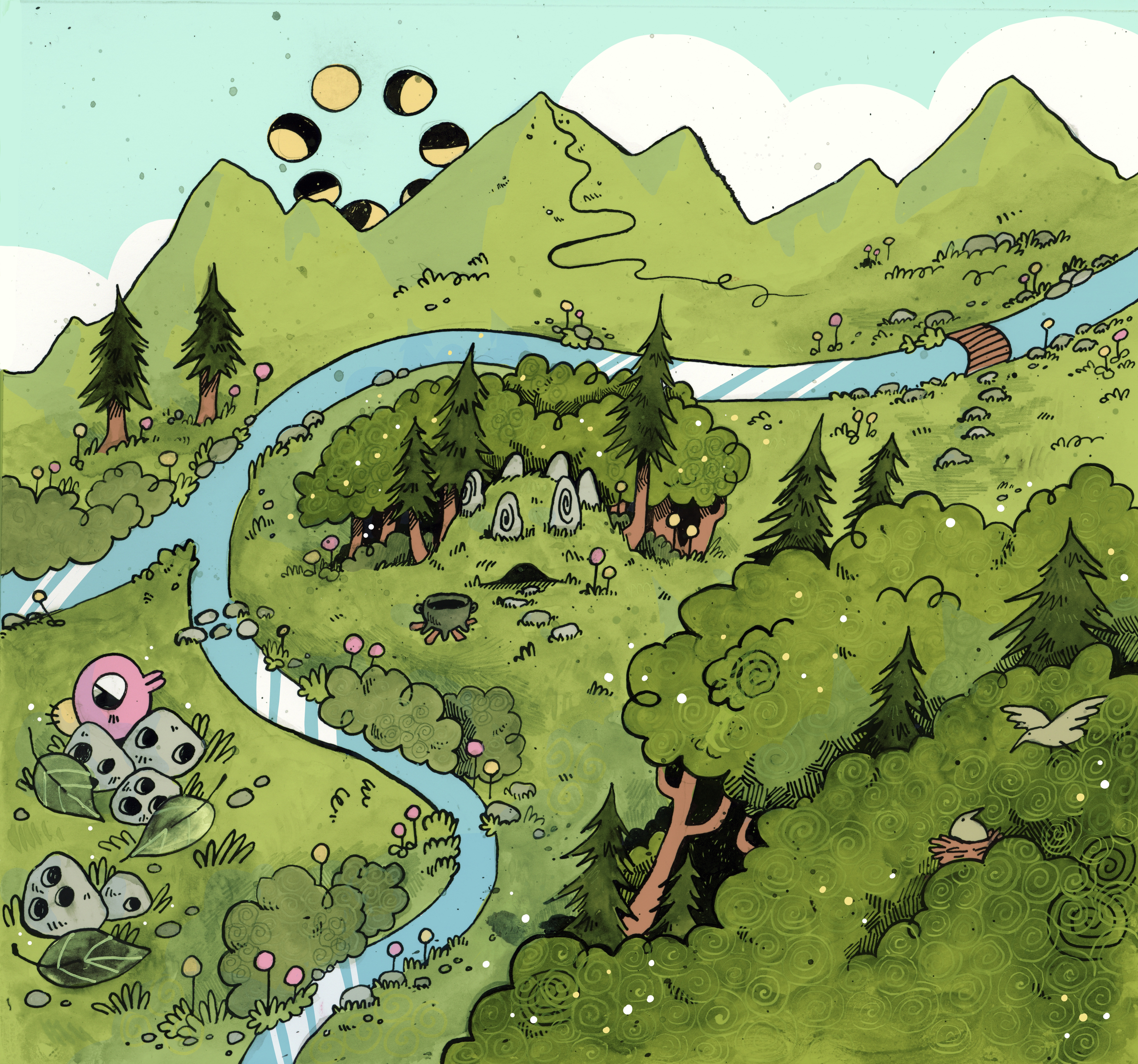map of the fae realm — children's book illustration by Maya Babeanu